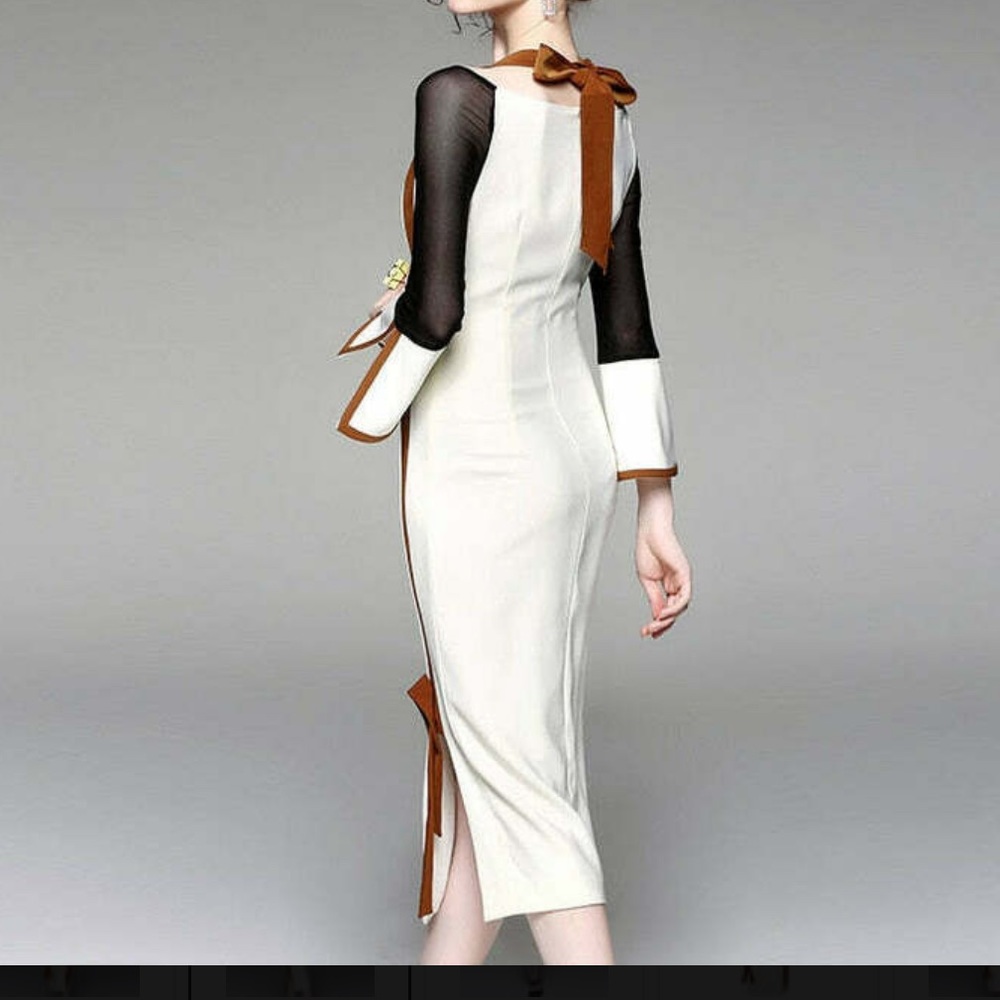 Patchwork Flared Sleeve Dress - image 5